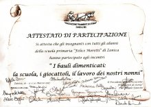 Attestato di partecipazopne Scuola primaria Zanica 2017